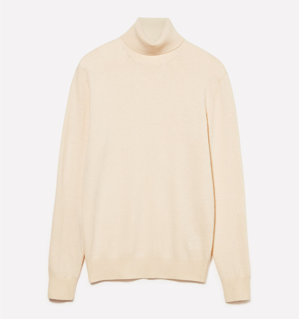 Pull beige coupe classique à col montant - pulls col montant pour homme - Vanille | Sisley image number 1